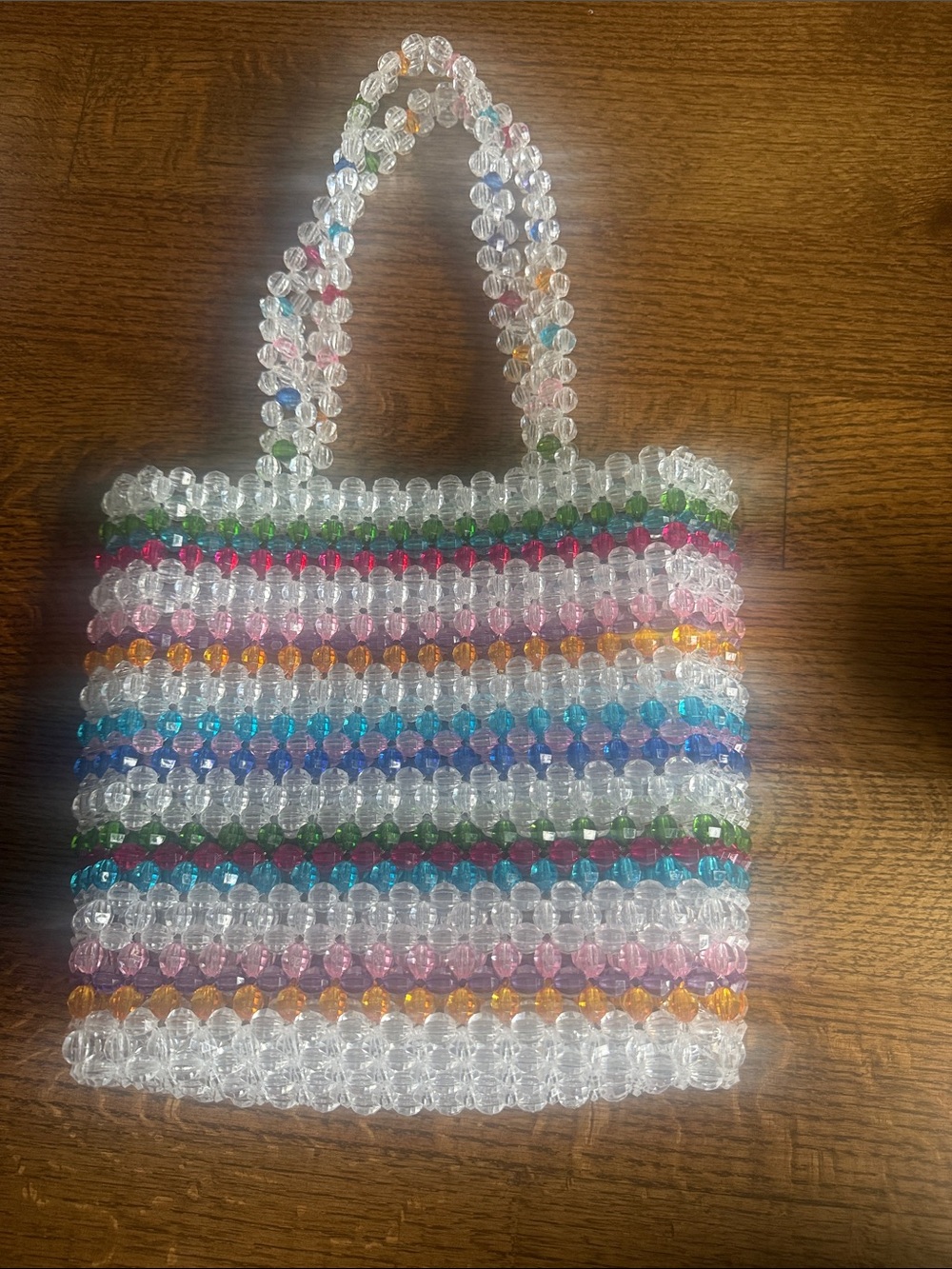 Multicolor Beaded Clear Tote Bag